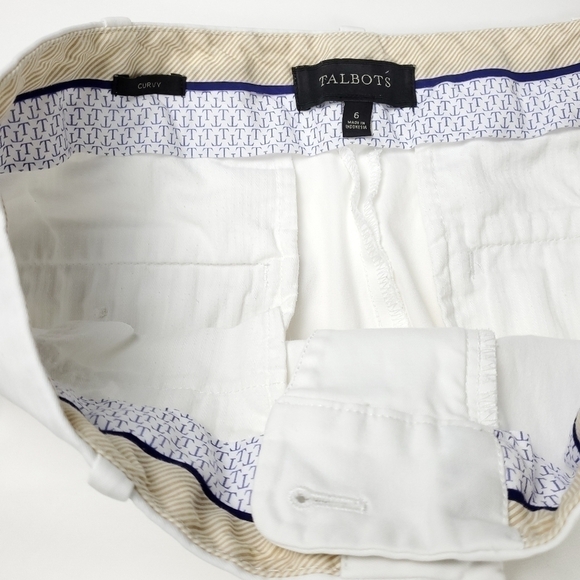 Talbots Curve White Cotton Pants Sz 6 - Picture 9 of 12